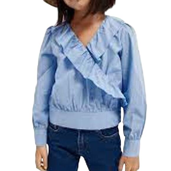 Scotch & Soda Crisp Cotton Ruffle Wrapover Top Girls Size 10 New With Tags - Picture 1 of 11